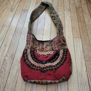 Multi-colored Crossbody Bag Purse Zipper Closure Front Pocket Boho Style